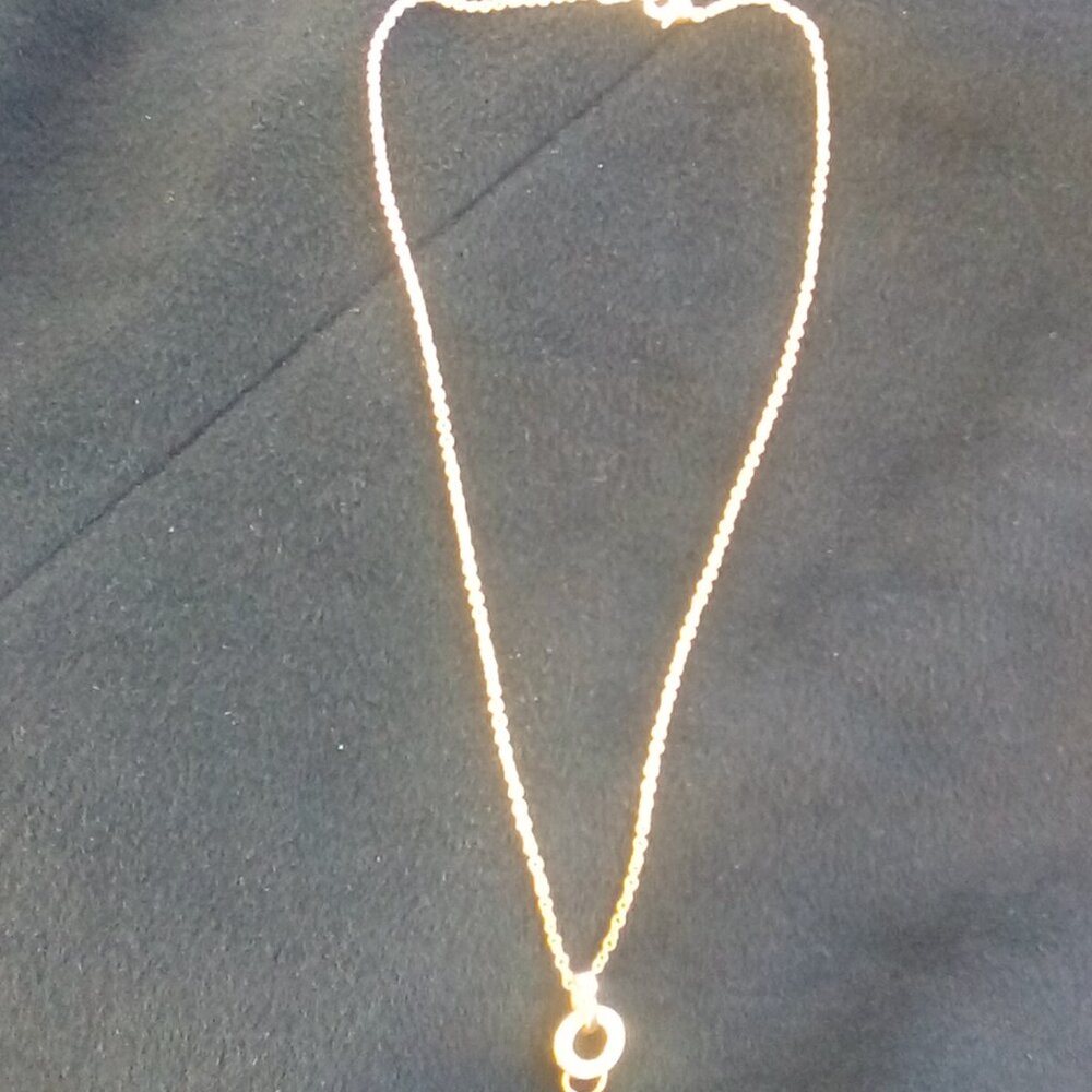 18K Gold Necklace with Pendant with 2 inch extender